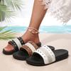 Large Size Thick-bottomed Cool Slippers Women's 2025 Summer New European and American Rivets Color Matching Fashion Casual Beach Sandals