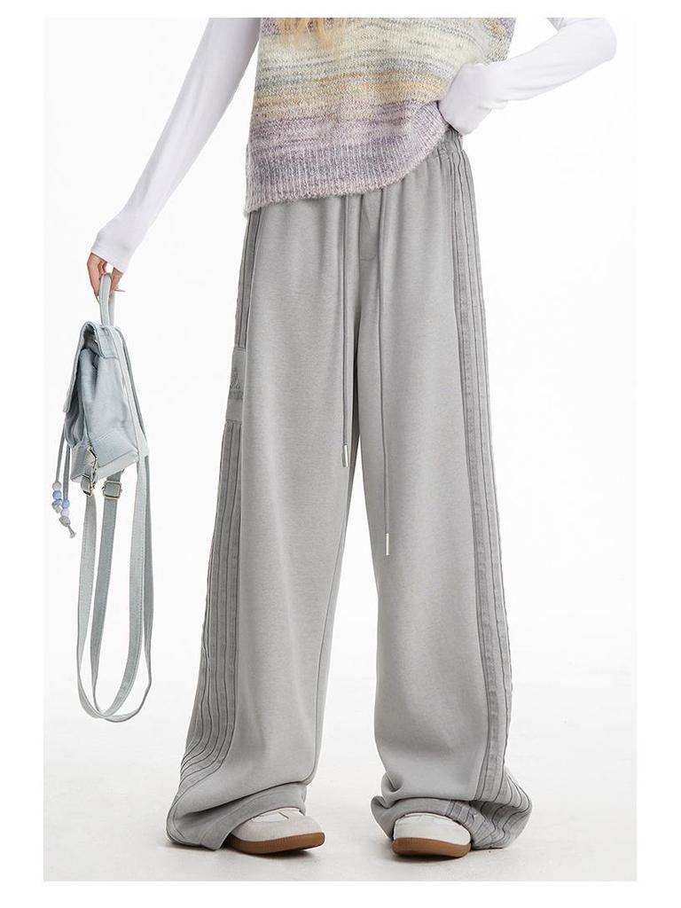 American Retro Stripe Sweatpants Women 2025 - Spring/Autumn Casual Wide Leg
