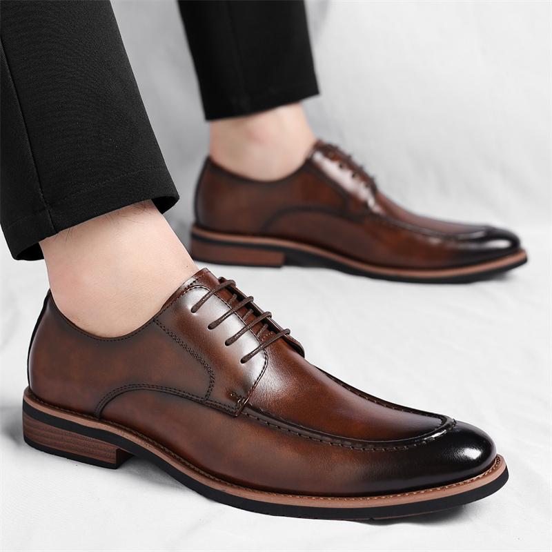Men's leather shoes Classic casual British style Work or office Dress up party groom's wedding Black brown plus size Shoes