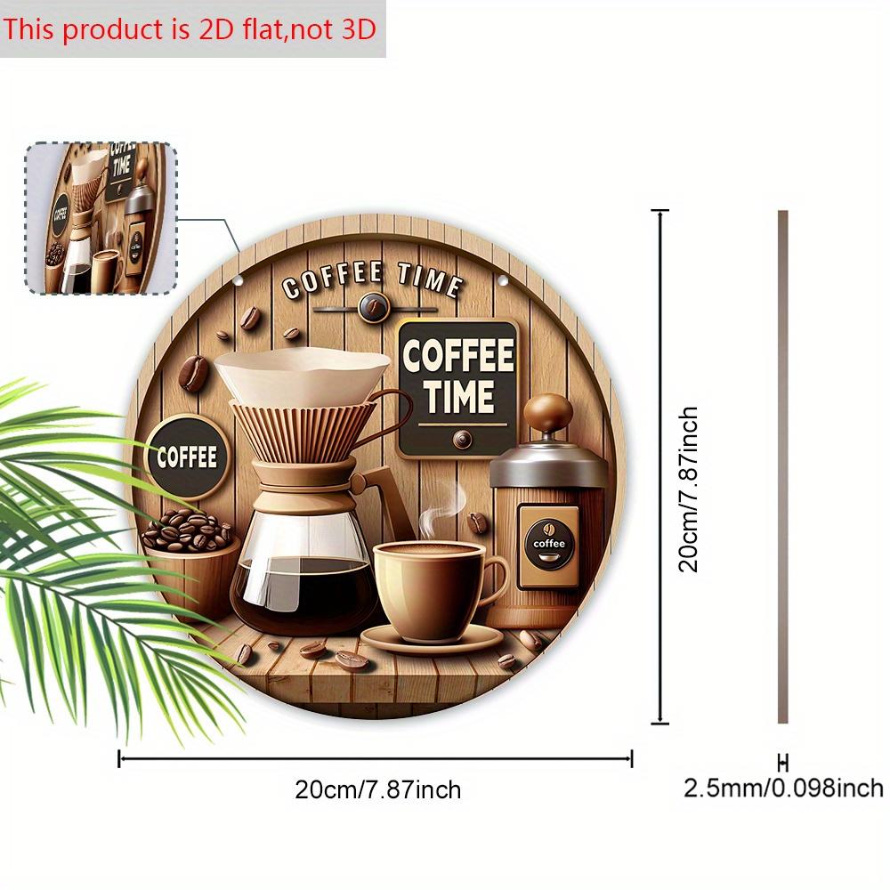 2D Flat, 1pc Coffee Time Wooden Sign, Rustic Round Wall Hanging Decor for Coffee Shops and Restaurants, Door Sign Decor, Home Decoration, Holiday