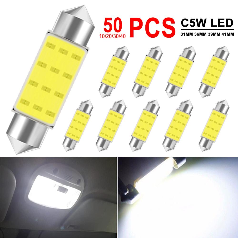 10/20/50 Stück C5W LED-Birne Soffitte 31mm 36mm 39mm 41mm 12V 7000K Weiß Auto Innenraum Deckenleuchte Leseleuchte Kofferraum Kennzeichenbeleuchtung