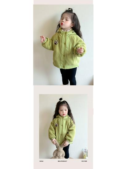 Girls' Quilted Fleece-Lined Winter Cotton Jacket - Trendy Children's Fashion Coat.