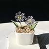 Miniature Glass Flower Figurine Hand Blown Mini Flower Bouquet in Pot Collectible Blooming Flower Ornament for Home Indoor Table Decor