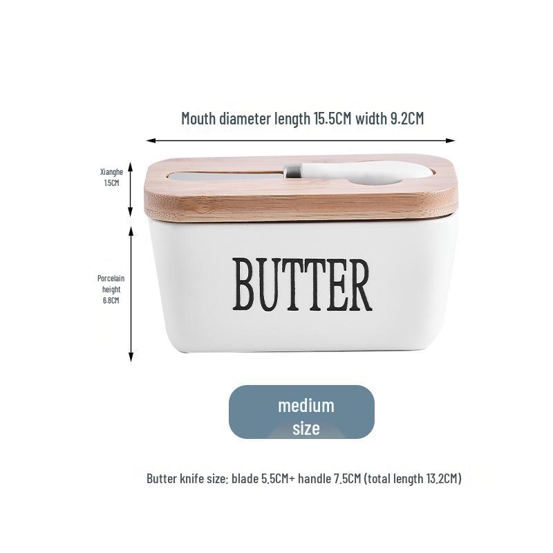 European-Style Ceramic Butter Dish with Lid - Cheese Storage Box for Fresh-Keeping In Kitchen