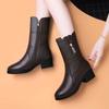 Fashion Thick Heel Martin Boots Women's New Winter Velvet Thickened Thermal Medium Boots Medium Heel Versatile Snow Boots