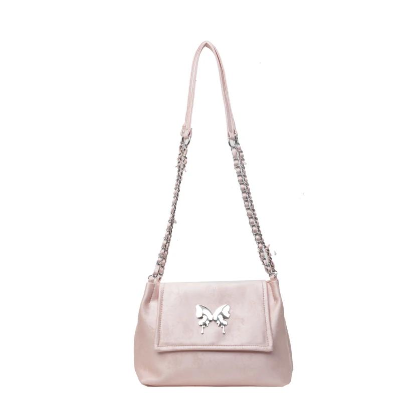 Fashion Luxury Design PU Leather Women Shoulder Bag Female Butterfly Decoration Crossbody Bag Spring and Summer Ladies Brand Bag