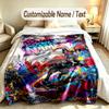 Dog Theme Soft Blanket Personalized Custom Name Text Print Warm Blanket Home Sofa Bedroom Decor