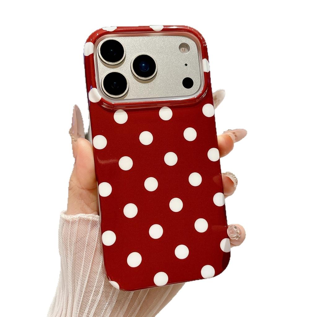 Applicable iPhone16 mobile phone case retro IMD polka dot color anti-drop protective case 17Pro all-inclusive case 15plus