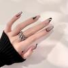 24Pcs Dark Butterfly Black Press On Nails Full Cover Fake Nail Tips Cute Girl False Nail Art Set