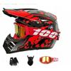 Full Face Off-Road Motorcycle Helmet Dirt Bike ATV Mountain Biking Use ABS Safety Gear With Visor Gloves Mask