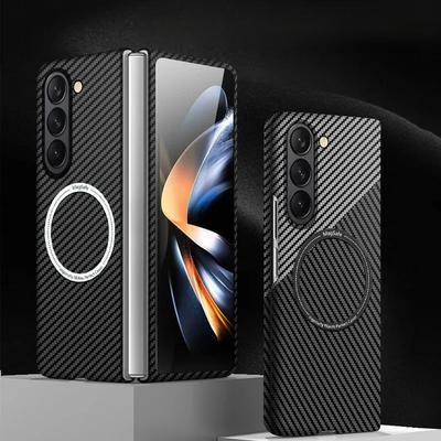 Ultradünne magnetische Hülle aus Faserkunststoff für Samsung Galaxy Z Fold 7 6 5 4 Kabelloses Laden Hartschale Besteht nicht aus echtem Carbon