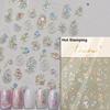 Cherry Blossom Pink Flower Sakura Spring 5D Nail Art Sticker Gold Stamping Soft Adhesive Relief Adhesive Chic Manicure Decals