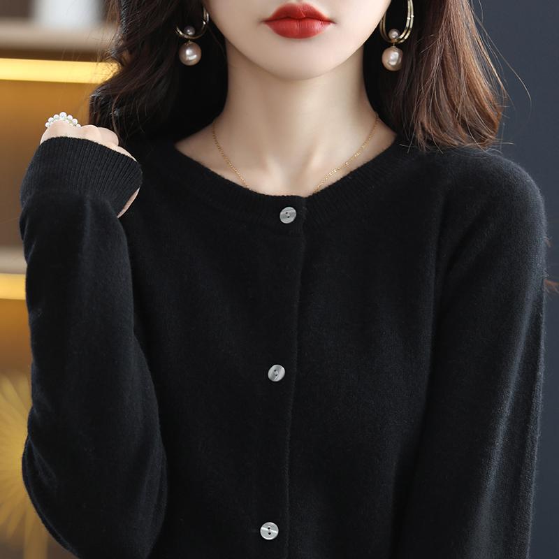 Cardigan damă din cașmir Qinghe cașmir 30% cașmir 70% lână toamnă și iarnă cardigan îngroșat din cașmir moale și cald