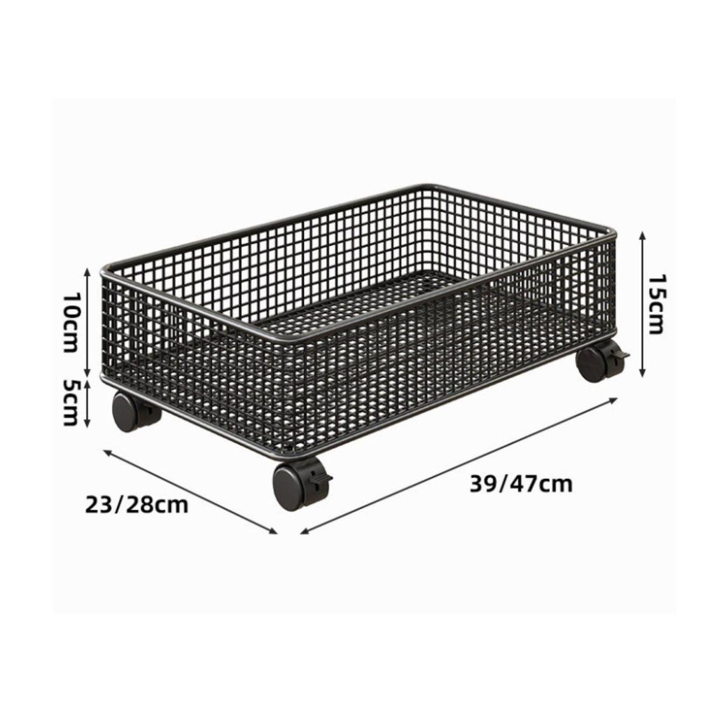 Rolling Storage Cart with Wheels, Metal Mesh Bathroom Organizer Trolley for Laundry Room