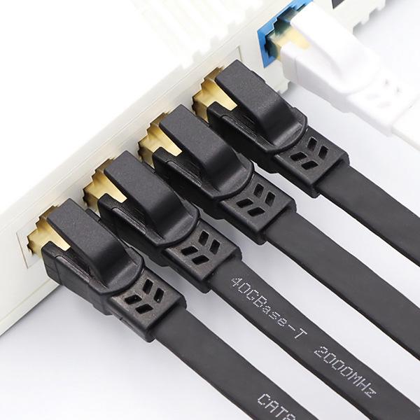 CAT8 Flat Network Cable 10 Gigabit, Shielded Pure Copper, RJ45 Data Center Connection.