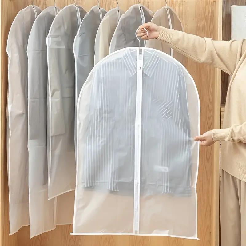 3/5/10pcs Transparent Hanging Clothes Dust Cover Zippered Garment Bags Suit Coat Dress Waterproof Dustproof Wardrobe Storage