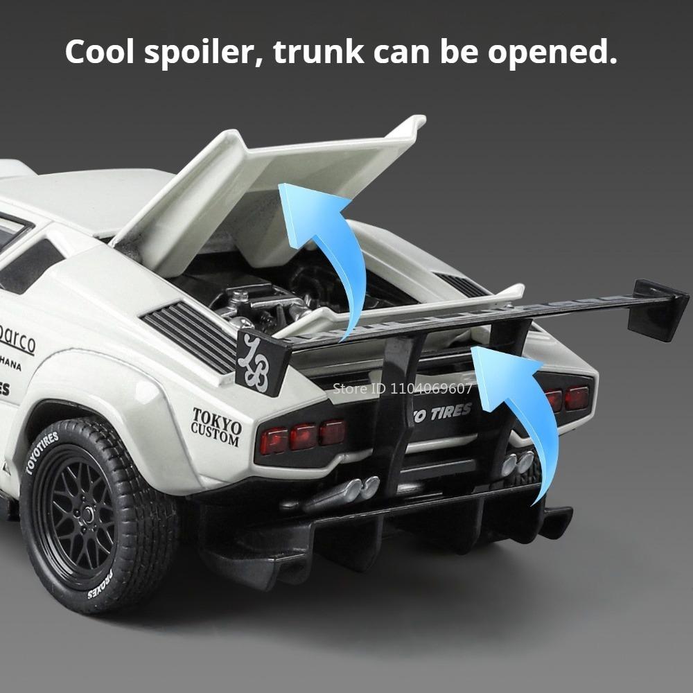 1:32 Lambor Countach LBWK SVJ63 Cars Toys Models Doors Opened Miniature Vehicles with Light Sound Sports Car Toddler Kids Gifts