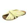 Handwoven Flat-bottomed Slippers Women's Summer Outer Wear One-word Slippers Fish Mouth Leather Slippers 2025 New Round Head Flat Bottom