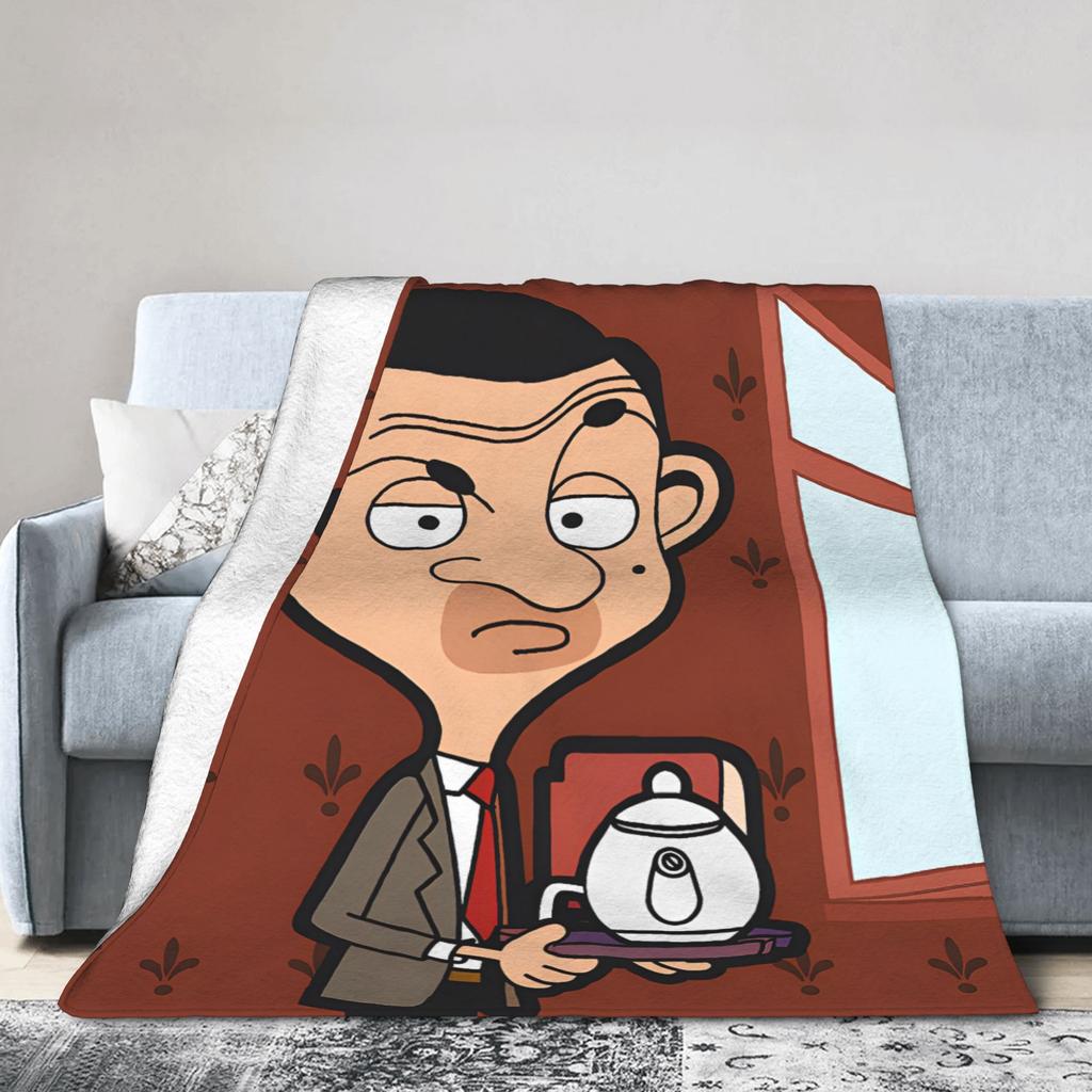 Mr Beans  Flannel Blankets Winter  Soft Durable Bedding Throws for Kids Adult Couch Bed Novelty Bedspread Sofa Bed Cover