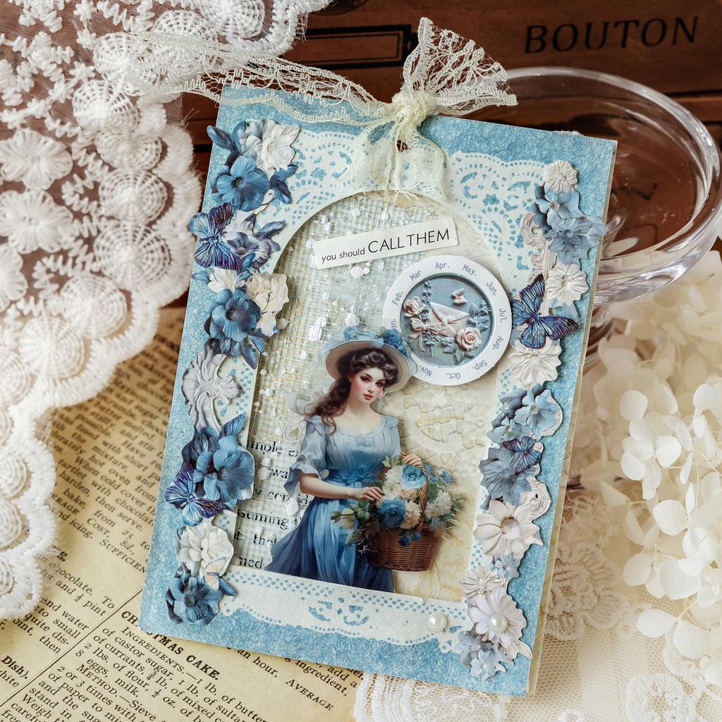 1pc/6pc Encounter the Long Corridor Series Long Strip Flower Frame Handbook DIY Decorative Stickers Student Handbook Materials