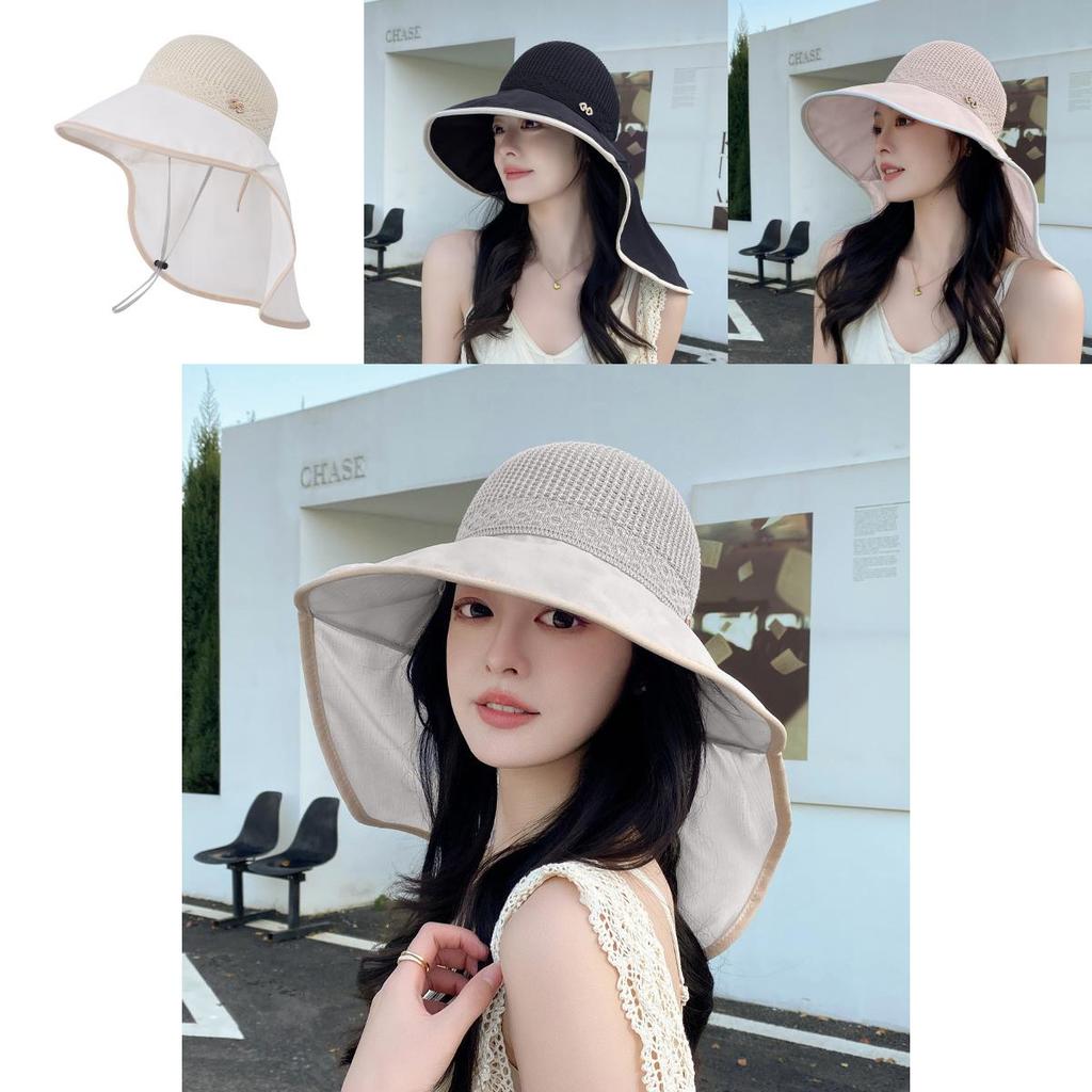Polyester Wide Brim Sun Hat For Women Outdoor Uv Protection Summer Beach Travel