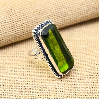 Peridoto Pietra Preziosa Fatto a Mano 925 Argento Sterling Massiccio Gioielli Anello Carino Per Lei