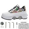 Boys Fashionable Outdoor Roller Skates Adult 4-Wheel Transformed Roller Shoes Unisex Kids Girls Casual Wheeled Sneakers