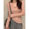 Temperament v-neck knitted sweater women's high-end sense slim-fitting inner base sweater autumn and winter pure desire versatile top
