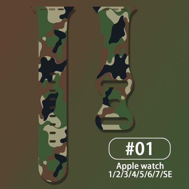 Camouflage Camo Armband für Apple Iwatch 7 6 Se 5 4 3 2 1 Band Stoßfest und Leicht