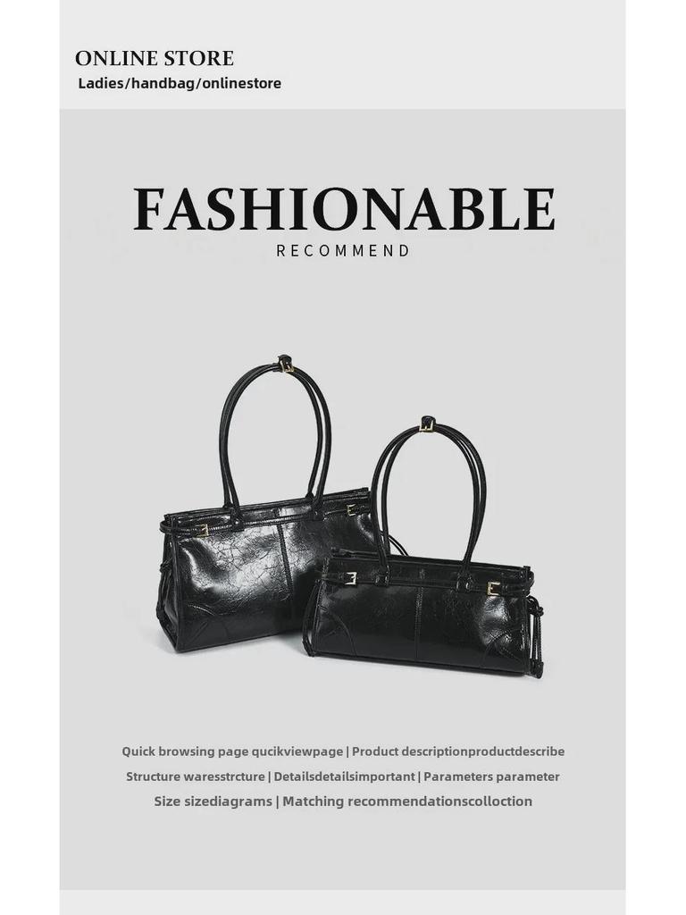 2024 Retro European & American Women's Baguette Shoulder Bag - Large Capacity, Autumn/Winter Collection