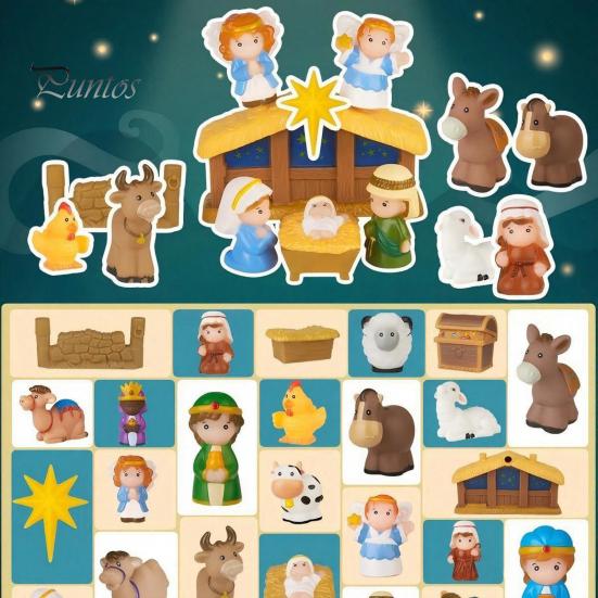 Calendario dell'Avvento di Natale per Bambini 24 Giorni Presepe Bambini, Legame Familiare con Mini Figure, Attività Festive Interattive