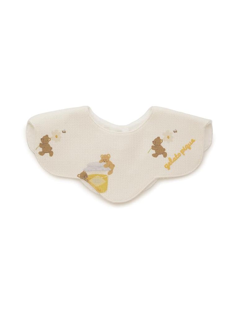 Gelato Pique Baby Honey Bear Print Bib PBGG254466 OWHT F