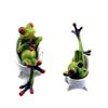 Cute Bathtub Bathing for Frog Art Sculpture Animal Figurine Ornament for Room De