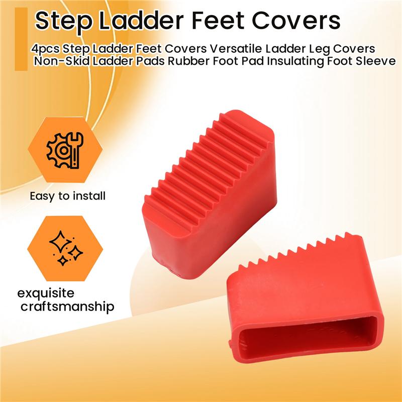 2025 Trend 4Pcs Step Ladder Feet Covers Versatile Ladder Leg Covers Non-Skid Ladder Pads Rubber Foot Pad Insulating Foot Sleeve