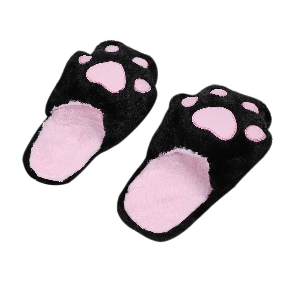 ITODA Cat Paw Warm Cotton Slippers for Cute and Perfect for Indoor Slippers, Women, Fall/Winter, Fluffy, Non-Slip, Washable, Animal-themed Slippers,