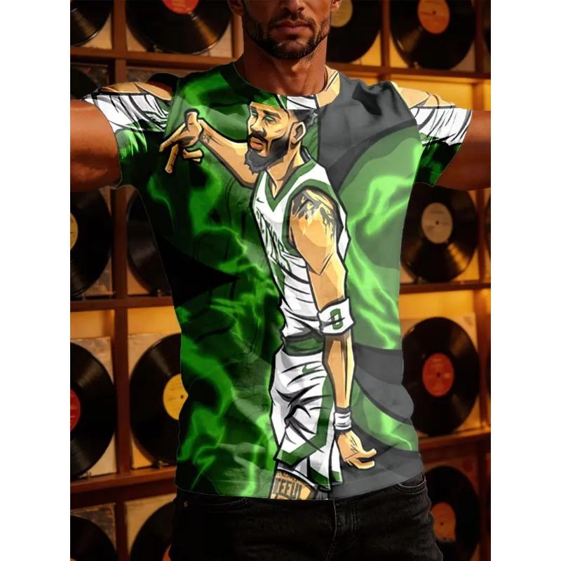 Men's Fashion 3D Printed Men's T-Shirt Round Neck Short Sleeve Trendy Street Wear