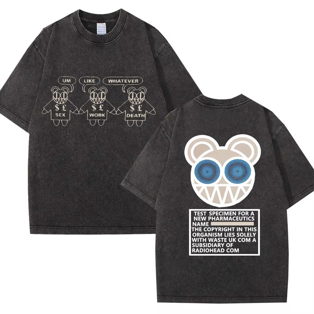 Wyprała Koszulka Retro Rock Band Radiohead The Bends Mężczyźni Kobiety Moda Hip Hop Gotycka Koszulka Oversize Bawełniana Codzienna Męskie Koszulki