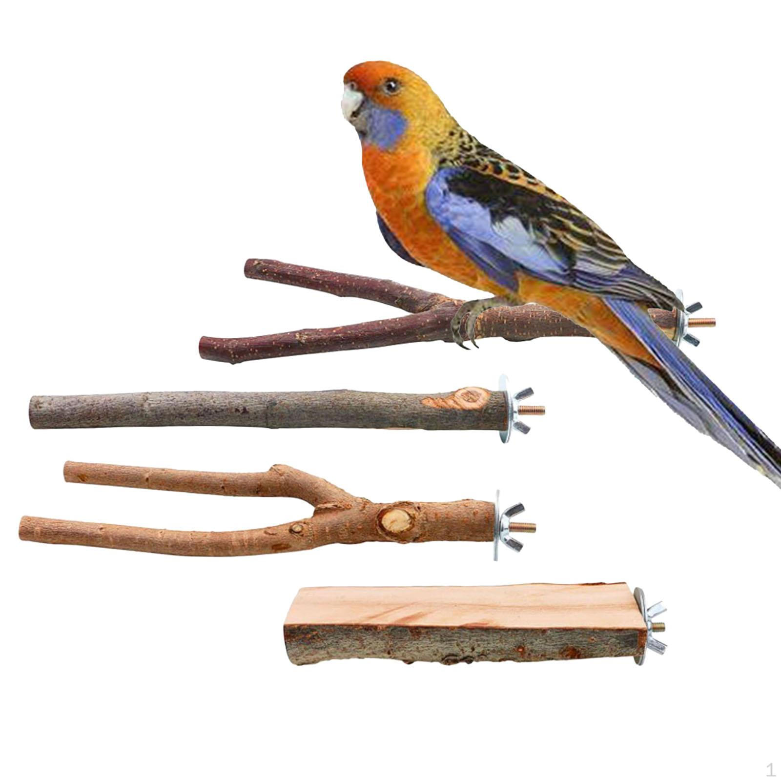 4x Wood Parrot Perch Stand Bird Platform Rest Parakeet Cage for Small