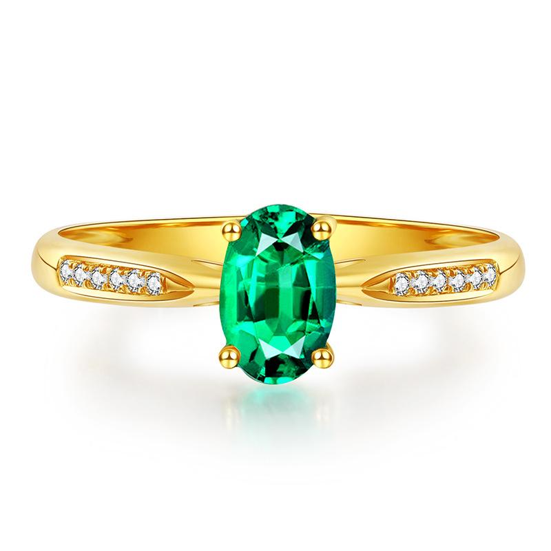 

Cellacity Silver Ring with Green Oval Emerald Gemstone Gold Color Silver Jewelry Open Adjust Size Woman Party Gift resizable