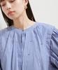Washable Rhinestone Shirt Tunic Sax [BIS] Blouse, Women's, (48)