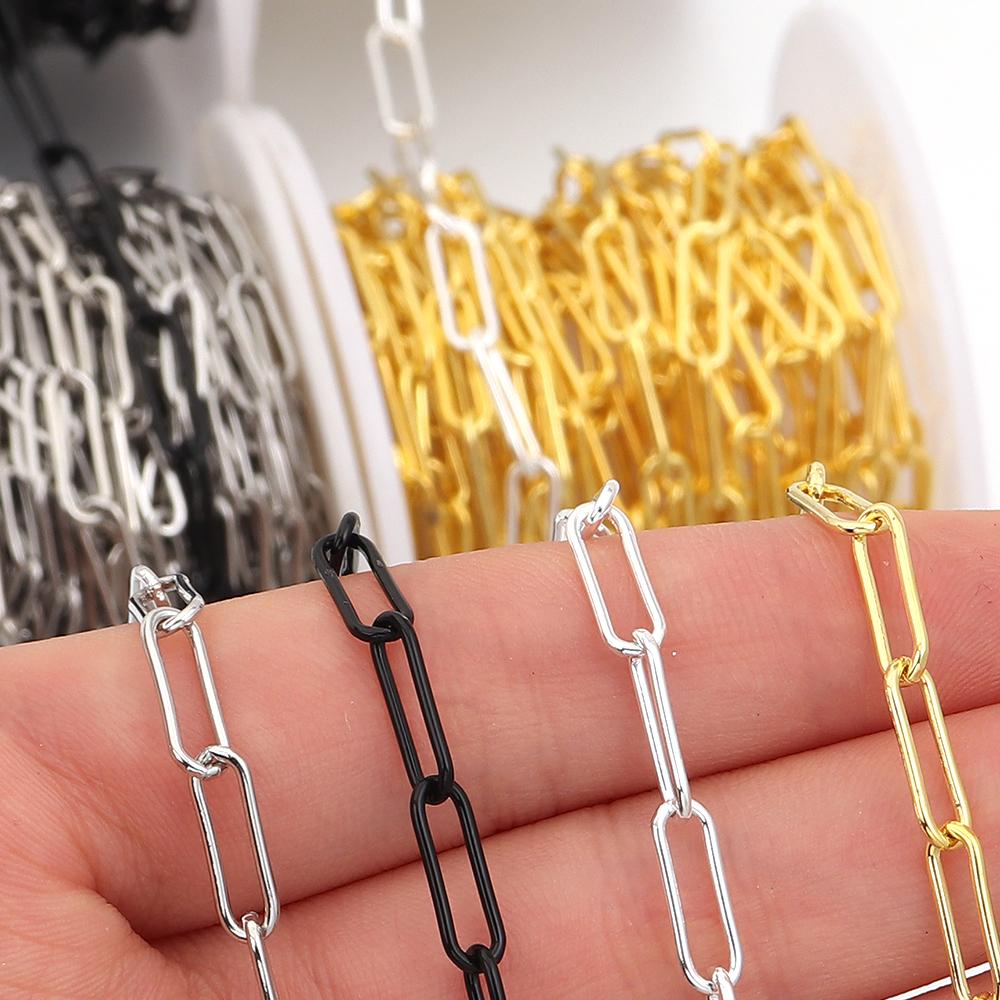 5Yards/Roll 12x4mm Paperclip Iron Chain Metal Bulk Link Chains For Jewelry Making DIY Necklace Bracelets Accessories Wholesale