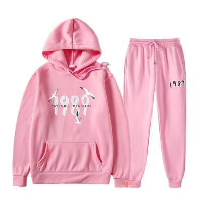 סווצ'ר סתיו למסחר חוץ, מכנסיים, סט קפוצ'ון אופנתי קז'ואל רפוי ממותג, כיסוי קפוצ'ון רפוי עם אותיות מודפסות קטיפתיות