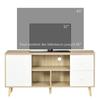 TV Cabinet for TVs Up To 45 Inches Solid Wood Legs Scandinavian Style 3 Open Compartments 1 Cupboard 120 X 30 X 60 Cm