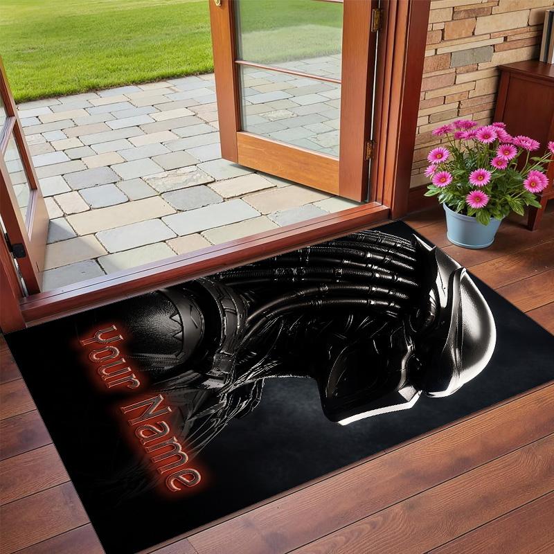Tapis en Velours Cristal Texte Nom Personnalisé, Tapis de Sol Doux Antidérapant Décoration de MaisonPredator