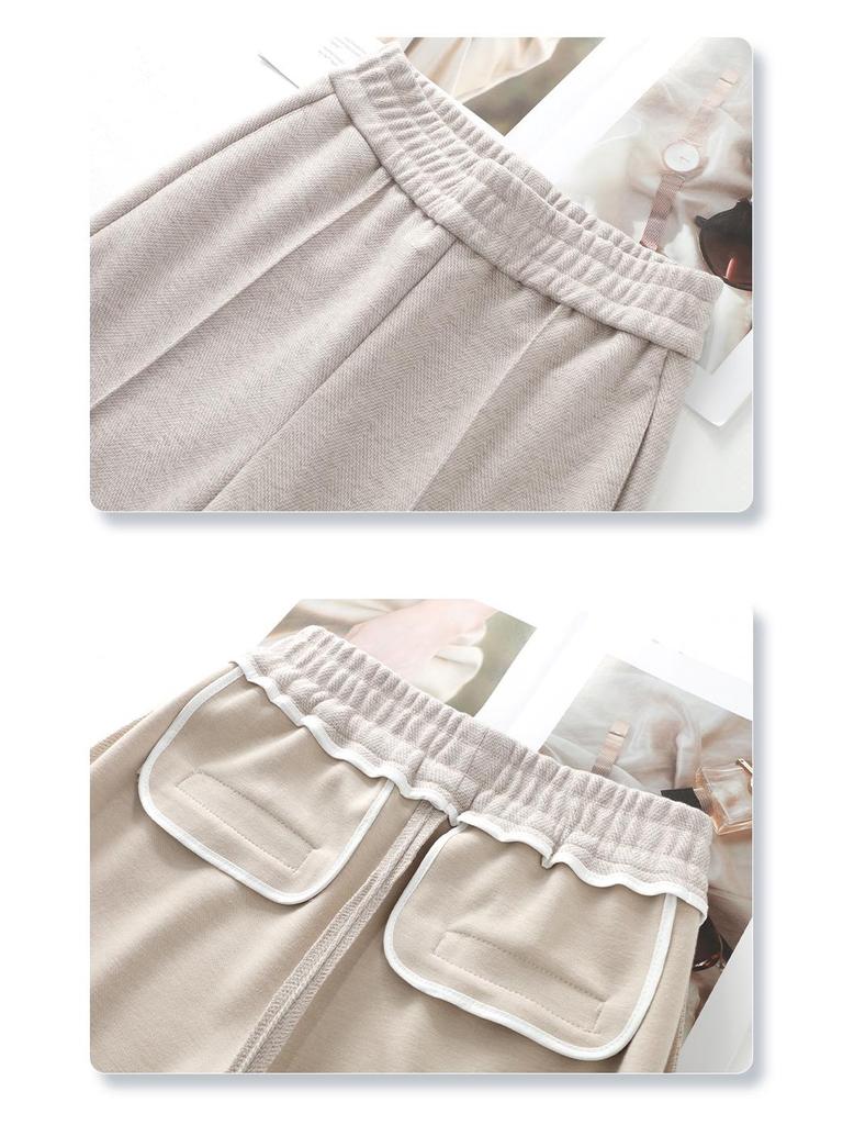 Oatmeal High-Waist Slimming Wide-Leg Pants for Women - 2024 Autumn/Winter Collection