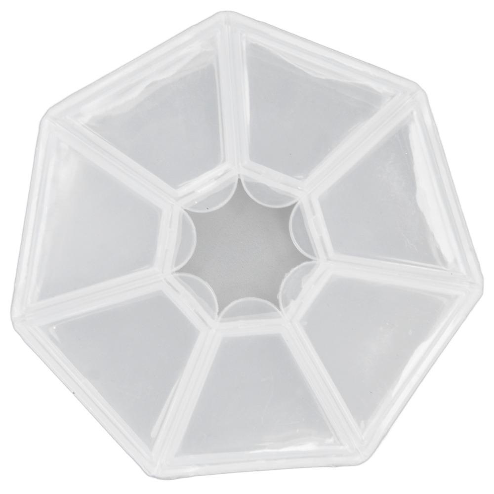 

4pcs Round Grid Compartment Case Clear Plastic Divided Storage Container Travel Carry Use