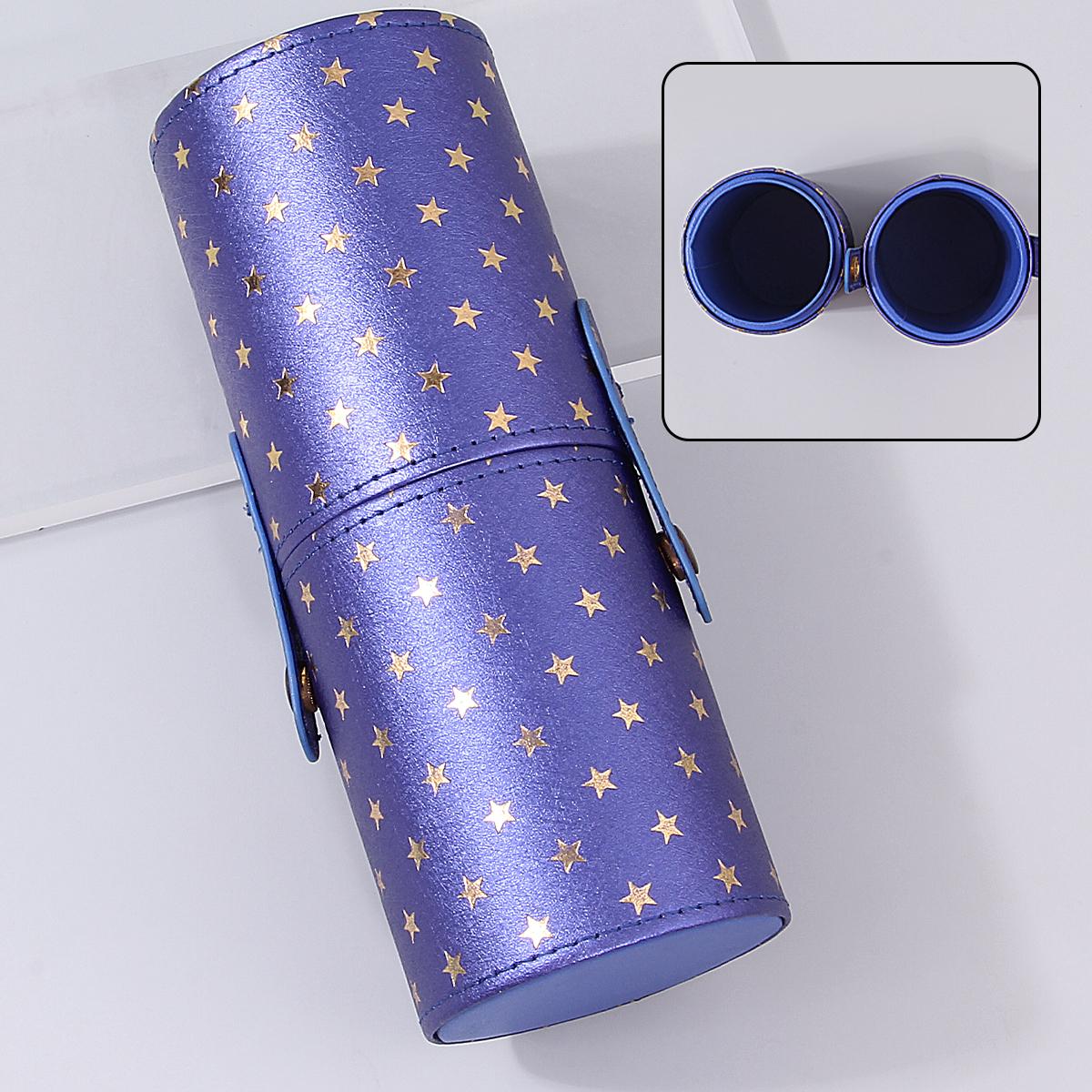 

1PC Light luxury makeup brush bucket, PU leather durable, large-capacity portable storage bucket, essential for home and travel синий