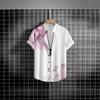 Men's 3D Beach Print Lightweight Short Sleeve Button-Down Shirt