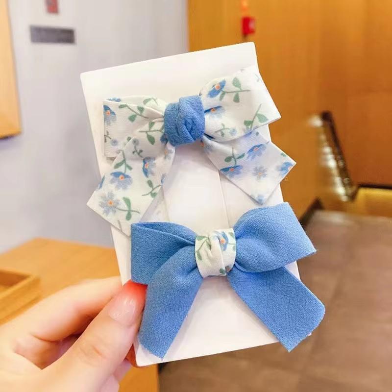 New 2Pcs Children's Bow Flower Hair Clips Korean Girls Side Bangs Hair Clips Sweet Girls Cute Headwear