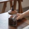Retro Japanese High Borosilicate Glass Jar with Black Walnut Lid - Kitchen Storage for Tea & Coffee